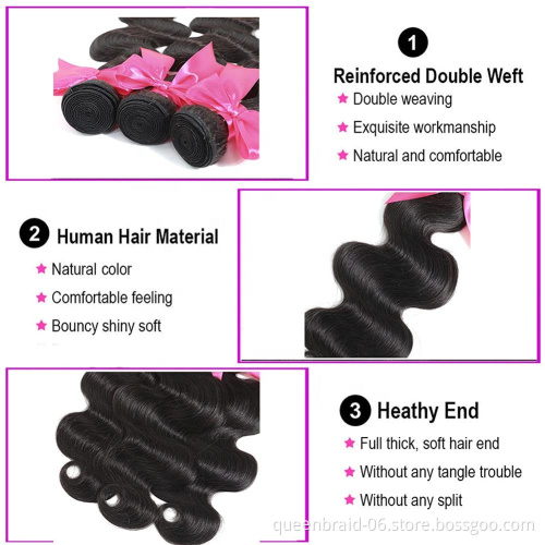 Ranyang Body Wave Bundles Human Hair Unprocessed 100% Brazilian Virgin Hair Weave Bundles Remy Human Hair Extensions